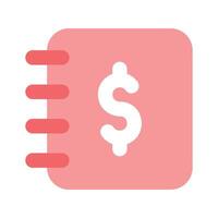 Dollar sign on notebook depicting of financial document, ready to use icon vector
