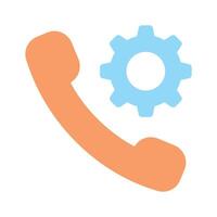 Cogwheel with phone receiver, concept icon of call setting vector