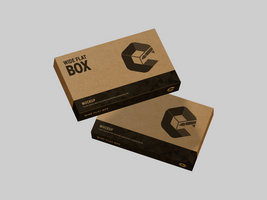 Realistic Square Flat Kraft Box 3D Rendering Mock-up easy to change colors - Mockup for branding psd