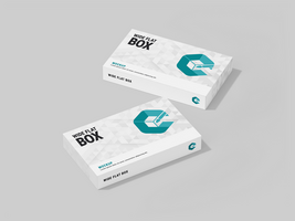White blank cardboard box with realistic look - Studio Wide Flat box mock up - Mockup for branding psd