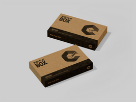 Brown blank cardboard box with realistic look - Studio Wide Flat box mock up - Mockup for branding psd