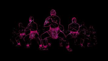 Neon frame effect haka, a traditional Maori war dance New Zealand, glow, black background. video