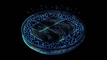 Neon frame effect lutefisk, a traditional Norwegian dish made from dried whitefish, glow, black background. video