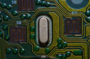 a close up of a circuit board with many different components photo