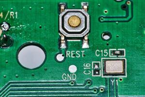 a close up of a circuit board with many different components photo