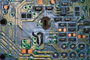a close up of a circuit board with many different components photo