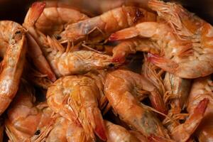 a close up of a bunch of cooked shrimp photo