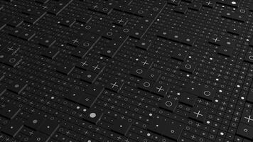 Black buttons of different sizes.Motion.Computer graphics on which various buttons and icons on them are visible. video