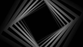 A black corridor. Design. A path in which gray inverted squares in abstraction quickly run forward. video