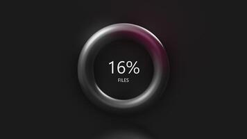 A ring in abstraction on a gray background. Motion. The loading ring in percentages along which the pink line flows loading from zero to one hundred. video