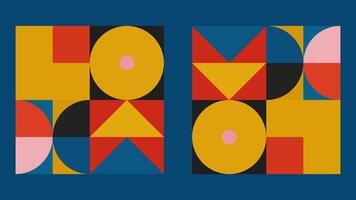 Bright abstraction on the background. Motion. Small geometric shapes on a yellow and blue background that change color and size. video