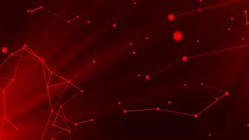 Blue and red background. Motion. A bright background on which there is an animation in which various parts with molecules and branches from them move around the background and spin. video