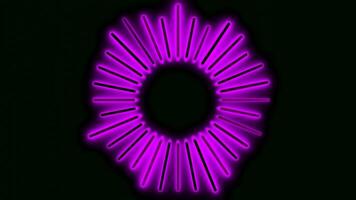 Ball with equalizers on black background. Design. Halo of bright neon lines. Equalizer is in shape of semicircle. Club equalizer around ball video