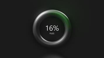 Neon colour circle counter on black background with counting from 0 to 100 percent. Motion. Ring filling with color isolated on a black background. video