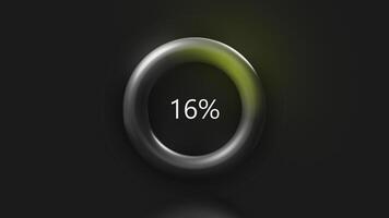 Neon colour circle counter on black background with counting from 0 to 100 percent. Motion. Ring filling with color isolated on a black background. video