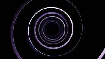 Rotating spinning spiral isolated on a black background, seamless loop. Design. White and purple spinning circles. video