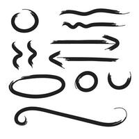 Abstract grunge paint brush stroke set. Graphic element design with ink vector