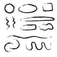 Abstract grunge paint brush stroke set. Graphic element design with ink vector