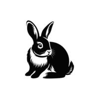 Rabbit Animal black silhouette with white color background vector
