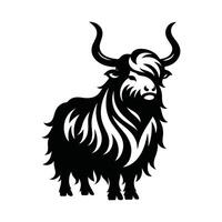 Yak Animal black silhouette with white color background vector