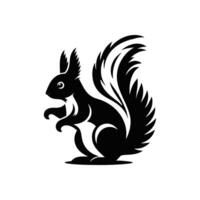 Squirrel Animal black silhouette with white color background vector