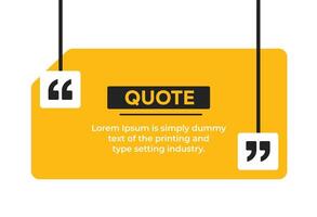 Quotation text frame with hanging quote marks simple flat illustration banner vector