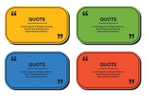 Quote text box with quote mark round frame in different colors template set vector
