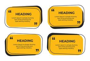 Heading or comment text frame with quote marks simple flat illustration vector