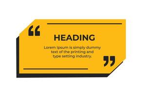 Heading or comment text frame with quote mark simple flat illustration vector