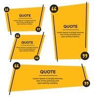 Quote text box frame in geometric shapes with quote marks template set vector