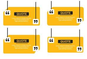 Quote text frames with hanging quote marks in different shapes simple flat illustration banners vector