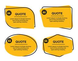 Quotation Mark Speech text box frame with quote marks illustration set vector
