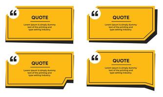 Quotation Mark Speech text box frame in geometric shapes with quote marks template set vector
