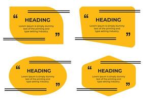 Heading or Comment text frame with quote marks simple flat illustration vector