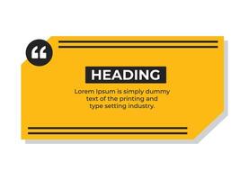 Heading or comment text frame with quote mark simple flat illustration vector