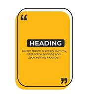 Heading or comment text frame minimal style with quote mark illustration vector