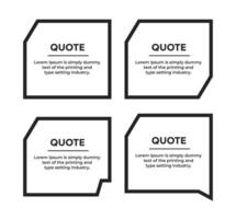 Quotation Mark Speech text box frame in outline shapes with quote marks illustration vector