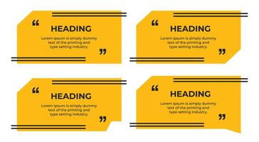 Heading or comment text frame with quote marks simple flat illustration vector