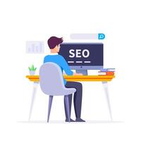 SEO Optimization, web analytics and seo marketing social media concept vector