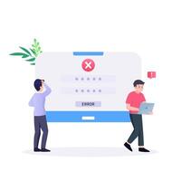 Modern flat illustration of verification failed and QR error vector