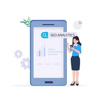 SEO Optimization, web analytics and seo marketing social media concept vector