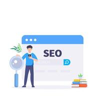 SEO Optimization, web analytics and seo marketing social media concept vector