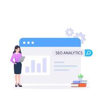 SEO Optimization, web analytics and seo marketing social media concept vector