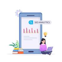 SEO Optimization, web analytics and seo marketing social media concept vector