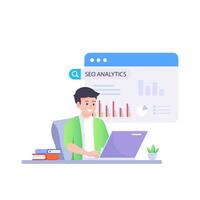SEO Optimization, web analytics and seo marketing social media concept vector