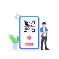 Modern flat illustration of verification failed and QR error vector