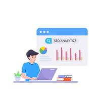 SEO Optimization, web analytics and seo marketing social media concept vector