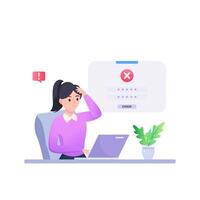 Modern flat illustration of verification failed and QR error vector