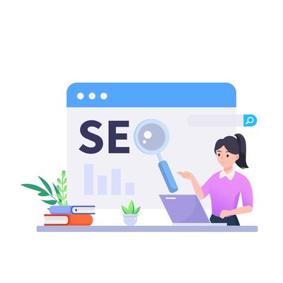 SEO Optimization, web analytics and seo marketing social media concept