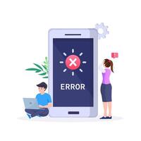 Modern flat illustration of verification failed and QR error vector